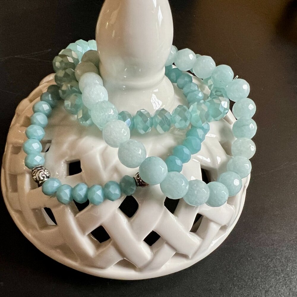 SALE!  3-Piece Set of Blue Stretch Bangles/Bracelets